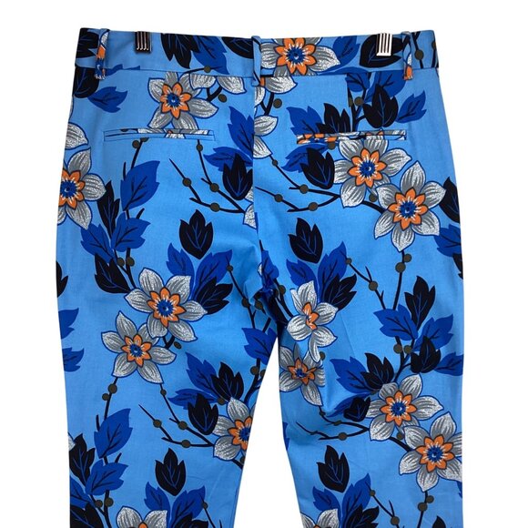 Theory‎ Pants SIze 6 Ankle Cropped Blue Orange Floral Yanette Oahu - Picture 7 of 11